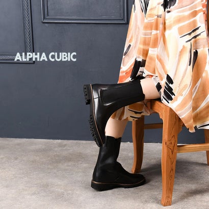 アルファキュービック ALPHA CUBIC Balancoire 撥水 本革 真っただ中ブーツ （黒いこと）