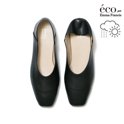 【アップルなめし革】【撥水】エマ フランシス Emma Francis 坦々たる U取りすてる パンプス （黒いこと アップルなめし革）