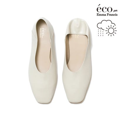 【アップルレザー】【撥水】エマ フランシス Emma Francis フラット Uカット パンプス （アイボリー アップルレザー）