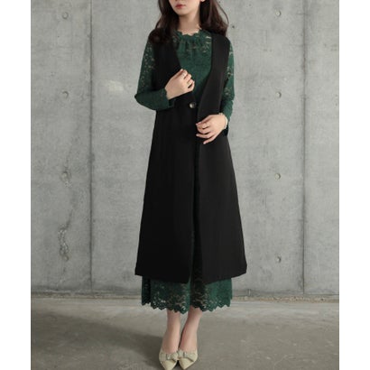 ドレスプラス DRESS+ ワンピース ノースリトレンチ 2点セット パーティー 普段使い （ブラック）