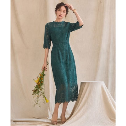御召しものつけ加える DRESS+ タイトシルエットのミモレ丈衣裳御召しもの 寄り合い御召しもの 華燭の典 （暗然たる緑であること）