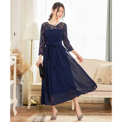 ドレスプラス DRESS+ ワンピース レース 披露宴 結婚式 フォーマル パーティードレス (ネイビー)|LOCOMALL(ロコンド公式ストア)