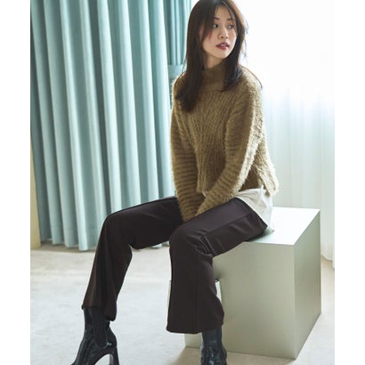 ルイルエブティック RUIRUE BOUTIQUE シャツレイヤード・フェザーヤーンニットトップス （モカ×オフホワイト）