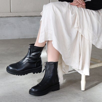 楽天市場】フロントジップブーツ ブーツ 厚底 スクエアトゥ