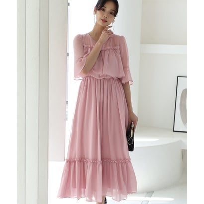 プールヴー PourVous 結婚式パーティードレスベルスリーブ七分袖&ミモレ丈セレモニーフォーマル ワンピース 20代 30代 40代 （ラベンダー）｜LOCOMALL（ロコンド公式ストア）