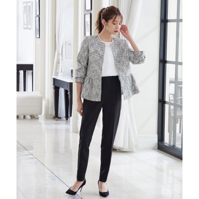 フロリア Flolia 【3点仕掛ける】ツイードノーカラージャケット トップ テーパードパンツ セットアップ 背広 フォーマル 儀式用 卒式 卒園式 はいり込む式 入園式 おっ母さん背広 商行為 七