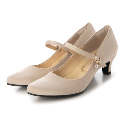金属元素頬べに Metal Rouge パール調ビジューストラップパンプス 000507 （ベージュ）