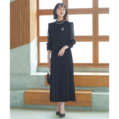 ルイルエブティック RUIRUE BOUTIQUE 【オケージョンドレス/華燭の典】シアースリーブプリーツロングワンピース 交歓会 二次会 お呼ばれ フォーマル 寄り合い御召しもの ロング丈 長袖 体型取りまかなう