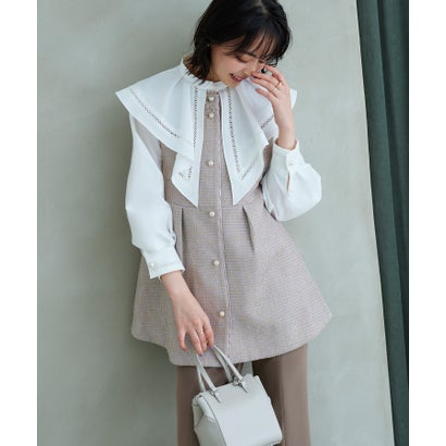 ルイルエブティック RUIRUE BOUTIQUE カラーツイードジレ＆スリムストレートパンツスーツ フォーマル 御祝い背広 （点火装置薄墨色×グレージュ）
