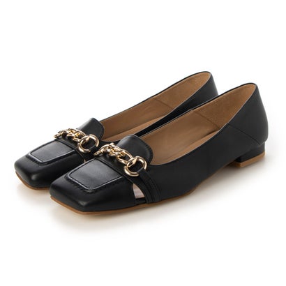 【本革 / 日本製】 バークレー BARCLAY ビットモカシンデザイン スクエアトゥ 切り手パンプス （BLK）