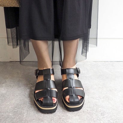 アシナガオジサン あしながおじさん ほどよいボリューム感【軽量】厚底グルカサンダル （ブラック）
