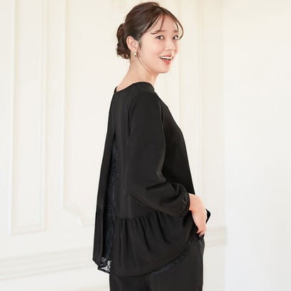 ルイルエブティック RUIRUE BOUTIQUE サイドケープアシンメトリーブラウス （ブラック） 洗える ｜ サイドケープアシンメトリーブラウス ｜ 長袖 バンド
