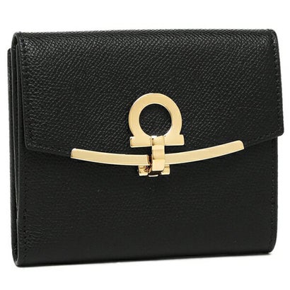 フェラガモ FERRAGAMO 財布 二つ折り財布 ガンチーノクリップ ブラック レディース FERRAGAMO 22C877 0673998 (ブラック)