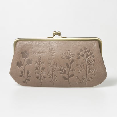 ズッケロ zucchero zucchero/ズッケロ オイルシュリンクレザー 日本製 がま口長財布 花柄型押し (グレー)