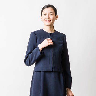 ヴィリーナ VIRINA 【TBSドラマ 「フェイクマミー」着用】フォーマルスーツ・お受験スーツ/ノーカラージャケット（濃紺・日本製） （ネイビー）