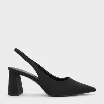 ポインテッドトゥ スリングバックパンプス 【再入荷】（Black）