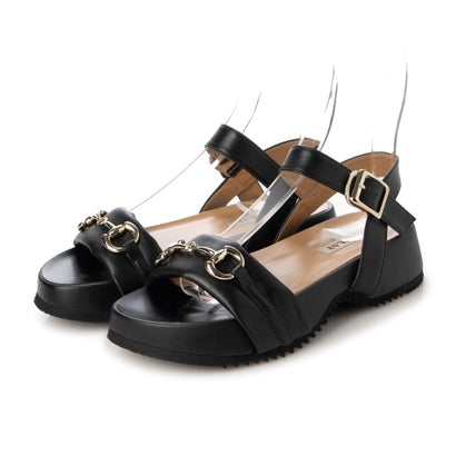 【本革 / 日本製】 バークレー BARCLAY ソフトチューブレザー 厚底 ビットモチーフサンダル （BLK）