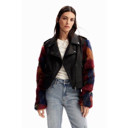 デシグアル Desigual エコファー バイカージャケット （グレー/ブラック）