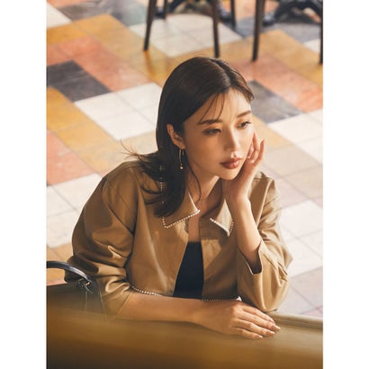 エイミーイストワール EIMY ISTOIRE パールポイントクロップドジャケット （BEIGE）