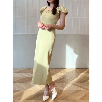 エイミーイストワール EIMY ISTOIRE フロントポイントボリュームスリーブニットワンピース （PISTACHIO GREEN）