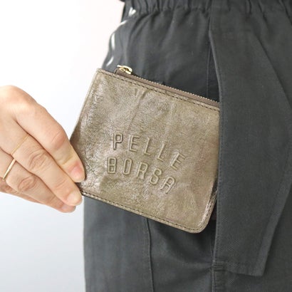 ペレボルサ PELLE BORSA 二つ折り財布 (カーキ)