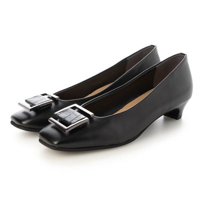 バークレー BARCLAY スクエアトゥ バックル動機 ローヒールパンプス （BLK）