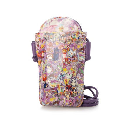 ツモリチサト キャリー tsumori chisato CARRY 森のどうぶつ刺繍 ボストンバッグ キャリーオンバッグ 口金で大きく開く （パープル）