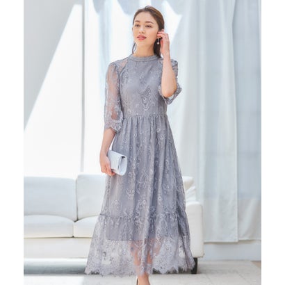 ドレスプラス DRESS+ レーススタンドカラーワンピースドレスパーティードレス （アッシュグレー）｜LOCOMALL（ロコンド公式ストア）