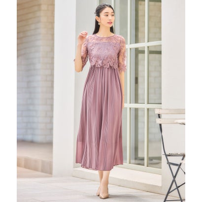 ドレスプラス DRESS+ ワンピース ドレス レース プリーツ 結婚式 レース袖 (ラベンダー)|LOCOMALL(ロコンド公式ストア)