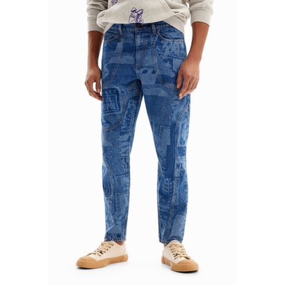 デシグアル Desigual レーザ刷り上げる キャロットジーンズ （青色）