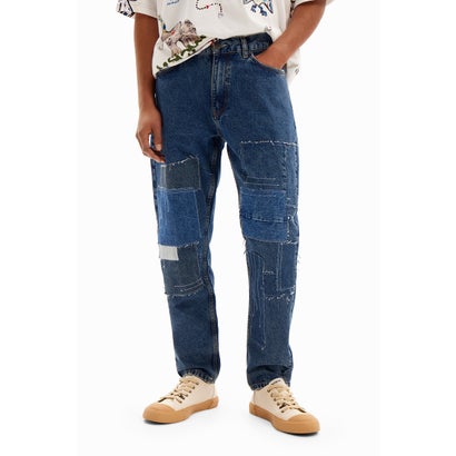 デシグアル Desigual パッチワーク キャロットジーンズ （青色）