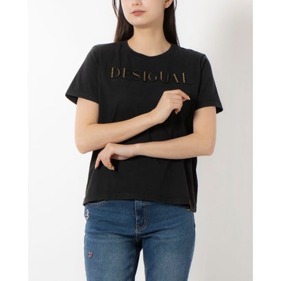 デシグアル Desigual 煌めき ロゴ Tシャツ （グレー/ブラック）