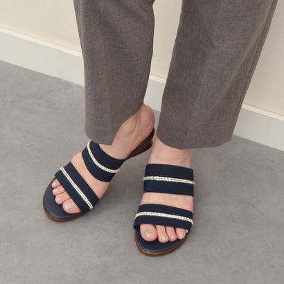イタリアンシューメーカーズ ITALIAN SHOEMAKERS ラインストーン2本ベルトミュールサンダル （ネイビー） 9,029円