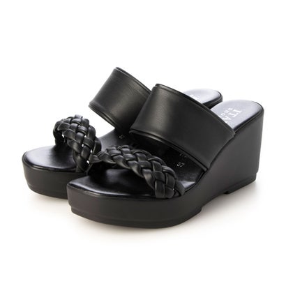 イタリアンシューメーカーズ ITALIAN SHOEMAKERS 厚底ダブルベルトイントレチャートサンダル （ブラック）