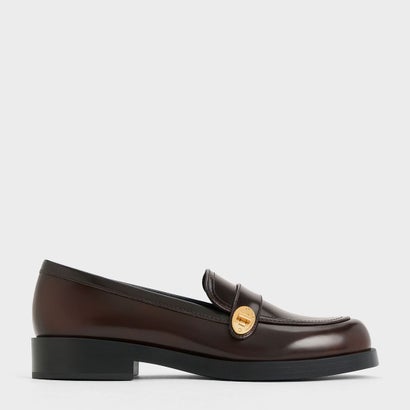 メタリックバックル ストラップローファー 【再入荷】（Brown）