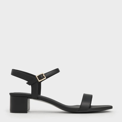 ブロックヒール アンクルストラップサンダル （Black） 6,675円