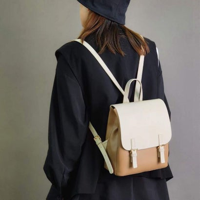 トミエコ Tomieco LEATHER リュック カラーコンビ バックパック 本革リュック (BEIGE/C)|LOCOMALL(ロコンド公式ストア)