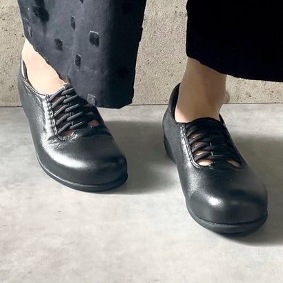 エレモーサ HERMOSA 【日本製/4E幅/軽量/柔らか本革】ふかふか「ゆったり楽らく」レースアップコンフォートシューズ（ブラック）