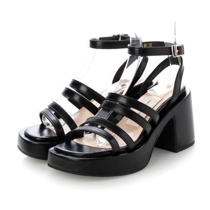 ナチュラルフレックス NATURAL FLEX マルチストラップ プラットフォーム サンダルヒル （BLACK）