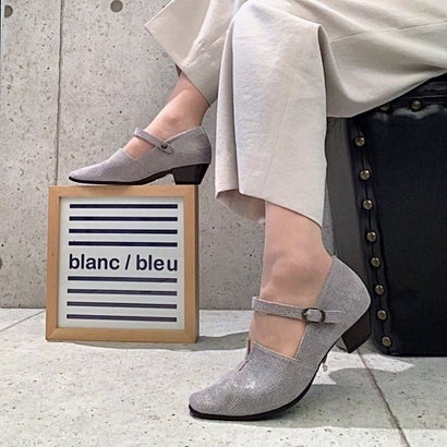 ブランブルー blanc/bleu 大きめ大きさ【日本製/本革/軽さ/3E幅】ふかふかインソール 「雅びやかラク」 2way同盟罷工一回り パンプス （薄墨色長虫）