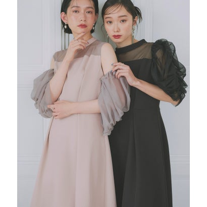 ルイルエブティック RUIRUE BOUTIQUE ギャザーシアースリーブフレアドレス[付け袖] （ピンクベージュ）