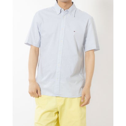トミー ヒルフィガー TOMMY HILFIGER フレックスオックスフォードストライプショートスリーブシャツ （ブルー）