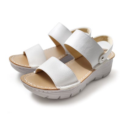 【本革】サンダル 超軽量 2WAY ストラップ ミュール レディース 靴 白 厚底サンダル 美脚 痛くない PO5715 （ホワイト）