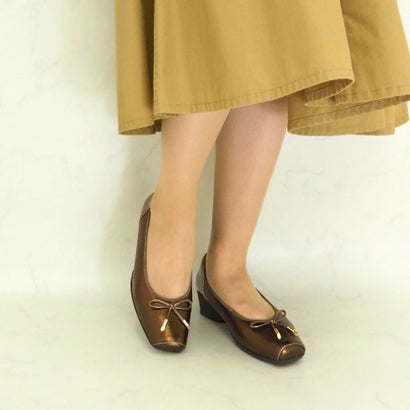 撥水ストレッチレザーリボンバレエシューズ （ブロンズ） 6,518円