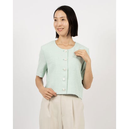 ルエブル LOEUVRE Half Sleeve Tweed Jacket （GREEN）