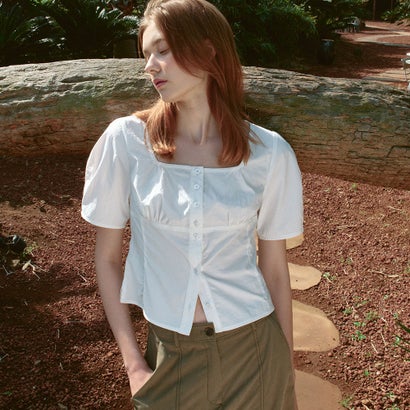 ルエブル LOEUVRE Square Neck Slim Blouse (WHITE)|LOCOMALL(ロコンド公式ストア)