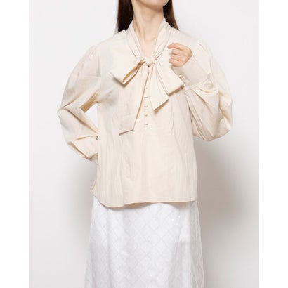 ルエブル LOEUVRE Tie Puff Sleeve Blouse （L/BEIGE）