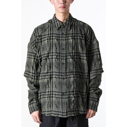 ジュン ジー Juun.J Dual Sleeve Crinkled Check Shirts （Khaki）｜LOCOMALL（ロコンド公式ストア）