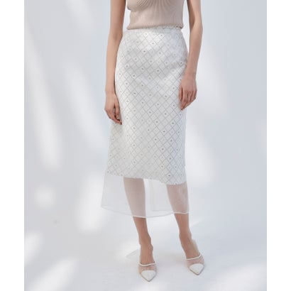 エイミーイストワール EIMY ISTOIRE swan patternペンシルスカート （WHITE）