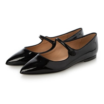 インターショシュール INTER-CHAUSSURES ポインテッドストラップフラットパンプス （ブラックコンビ）